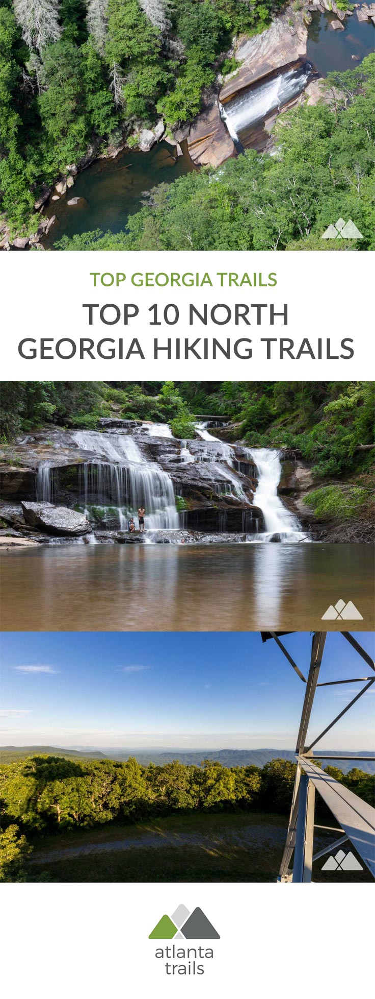 Follow our top ten favorite North Georgia hiking trails to soaring mountain summits, waterfalls and mossy creek valleys in Georgia's rolling southern Appalachian mountains. #hiking #trailrunning #camping #backpacking #atlanta #georgia #travel #outdoors #adventure