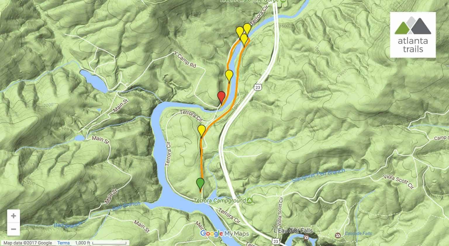 Tallulah Gorge State Park running - Map Tallulah Gorge State Park Shortline Trail 768x421@2x 