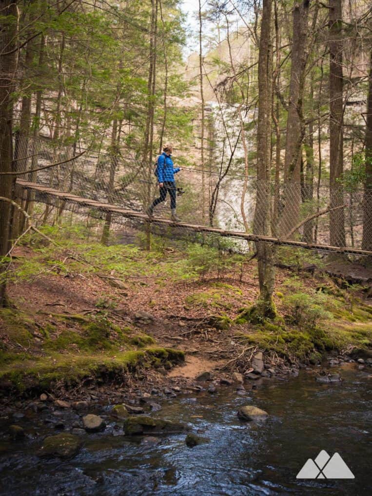 Swing bridge near the base of Foster Falls